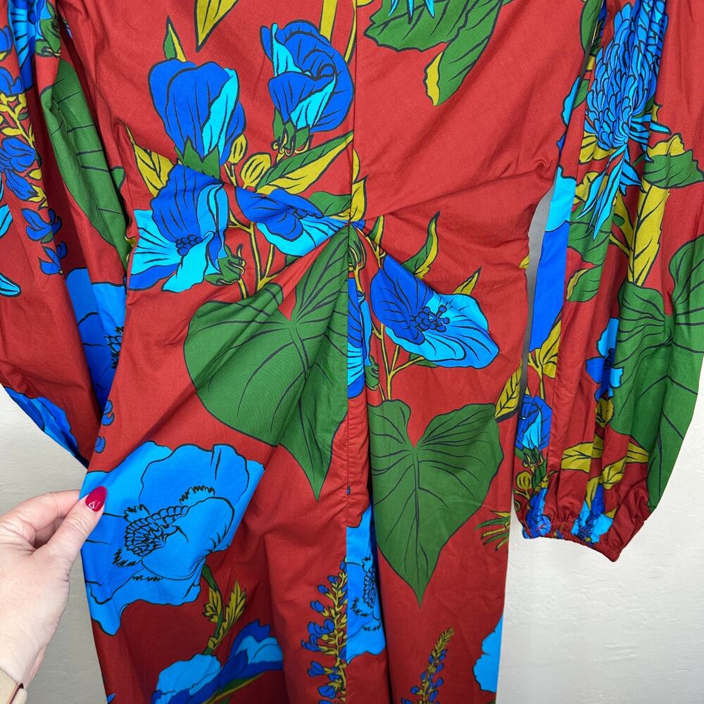 NWT Anthropologie Farm Rio Long Sleeve Floral V Neck Cut Out Midi Dress XXS - Picture 11 of 16